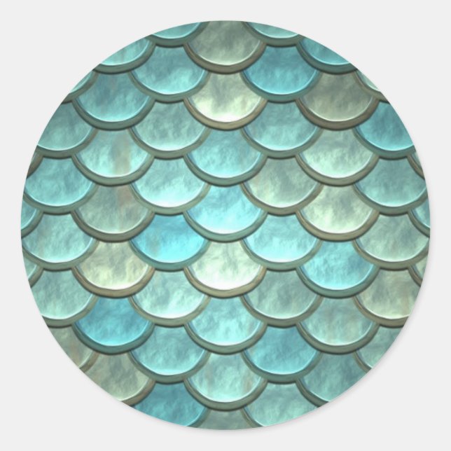 Mermaid Fish Scale Dragon Scale Classic Round Sticker (Front)
