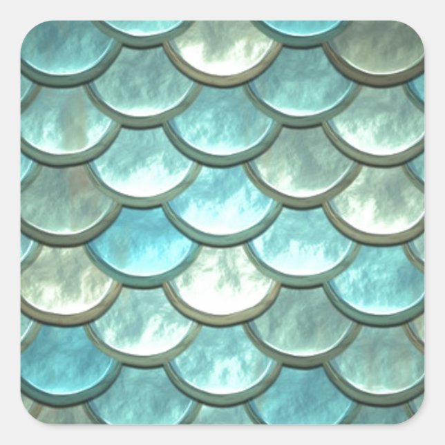 Mermaid Fish Scale Dragon Scale Square Sticker (Front)
