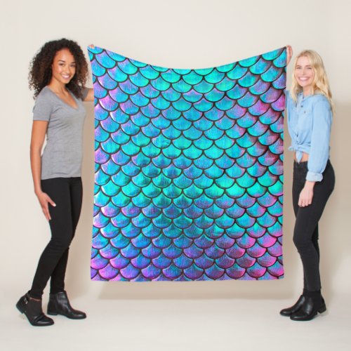 mermaid fish scale fleece blanket