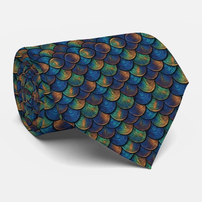 Mermaid Fish Scale  Neck Tie (Rolled)