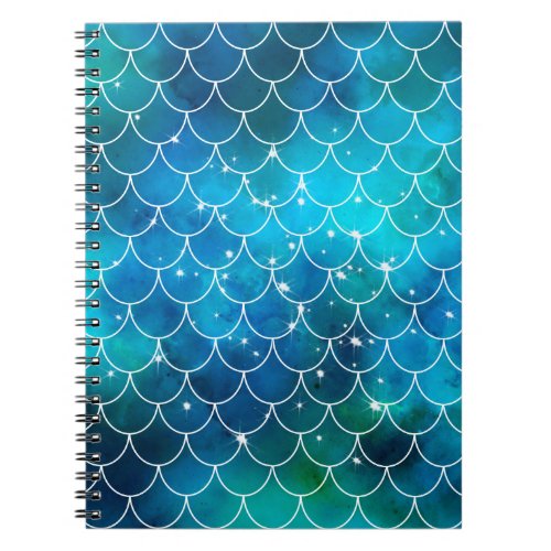 Mermaid Fish Scale Pattern Blue Notebook