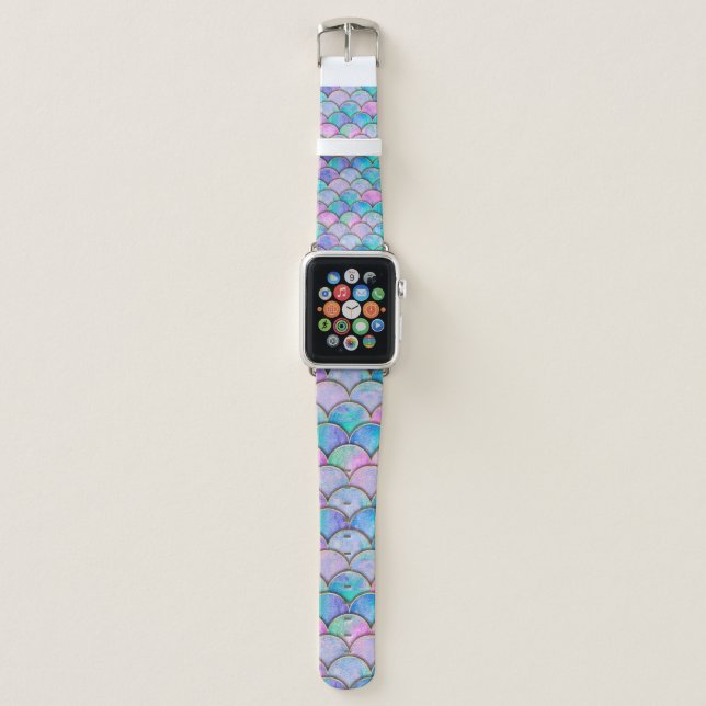 Mermaid fish scale wave japanese seamless pattern. apple watch band (Front)