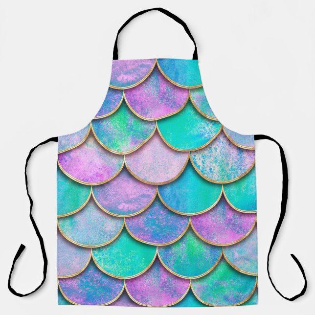 Mermaid fish scale wave japanese seamless pattern. apron (Front)