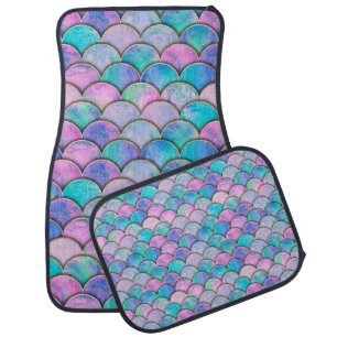 Mermaid fish scale wave japanese seamless pattern. car floor mat