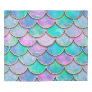 Mermaid fish scale wave japanese seamless pattern. duvet cover