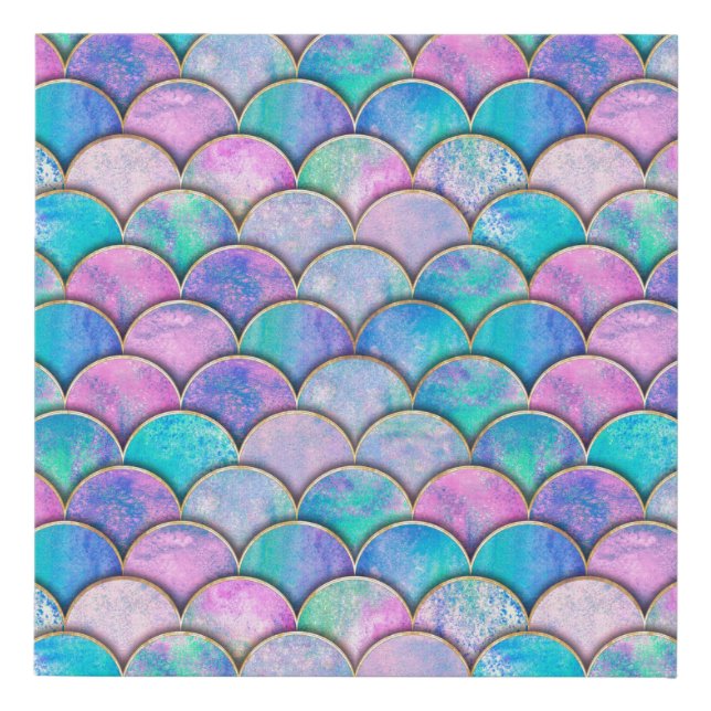 Mermaid fish scale wave japanese seamless pattern. faux canvas print (Front)