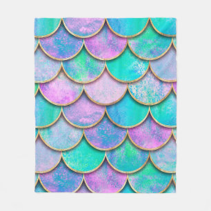 Mermaid fish scale wave japanese seamless pattern. fleece blanket