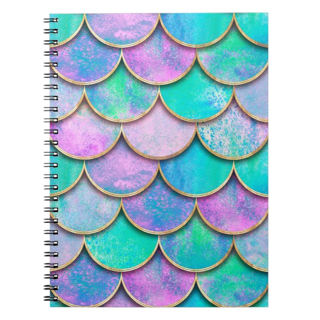 Mermaid fish scale wave japanese seamless pattern. notebook (Front)