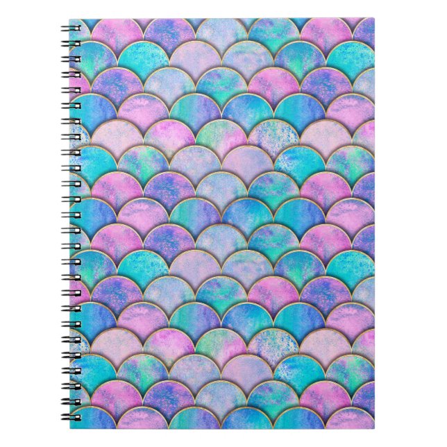 Mermaid fish scale wave japanese seamless pattern. notebook (Front)