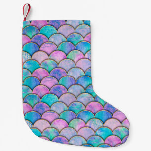 Mermaid fish scale wave japanese seamless pattern. small christmas stocking