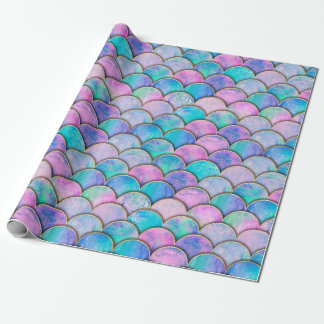 Mermaid fish scale wave japanese seamless pattern. wrapping paper