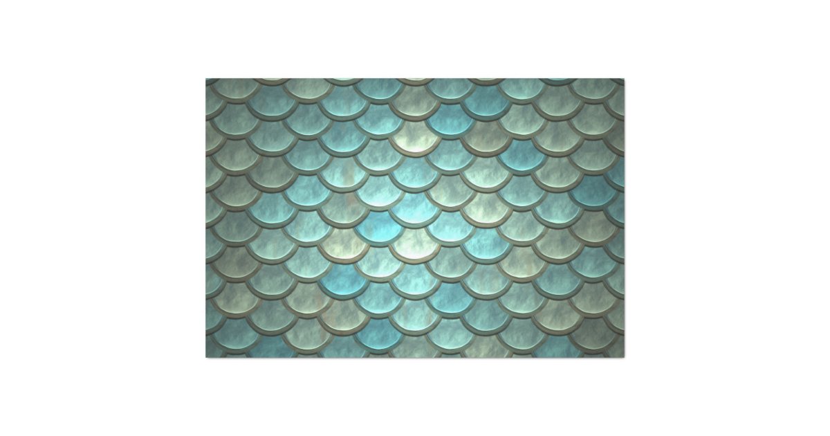 Mermaid Fish Scales Decoupage Background Aqua Tissue Paper | Zazzle