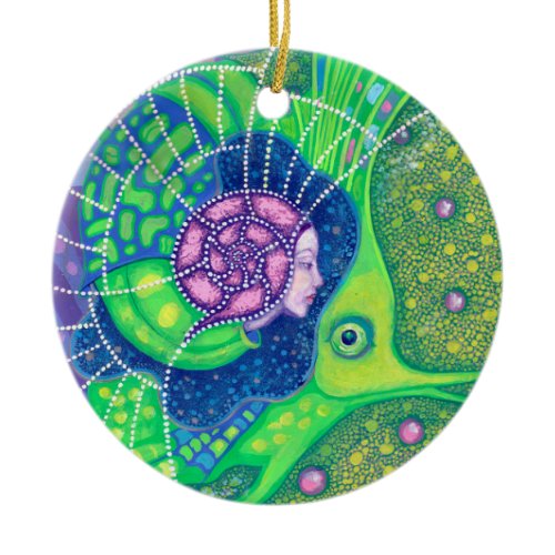 Mermaid Fish Underwater Surreal Fantasy Painting Ceramic Ornament