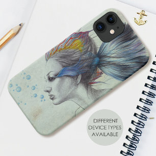Mermaid Fish Woman Fantasy Surreal Art Drawing iPhone 11 Case