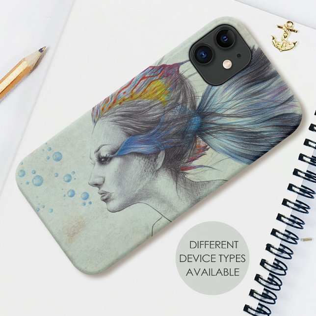 Mermaid Fish Woman Fantasy Surreal Art Drawing Case-Mate iPhone Case (Creator Uploaded)
