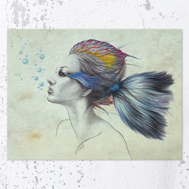 Mermaid Fish Woman Surreal Art Fantasy Drawing  Photo Print (Creator Uploaded)