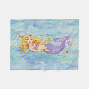 Mermaid fleece throw blanket