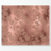 Mermaid  Floral Rose Gold Pink Princess Glitter Wrapping Paper (Flat)