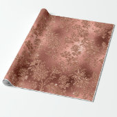Mermaid  Floral Rose Gold Pink Princess Glitter Wrapping Paper (Unrolled)