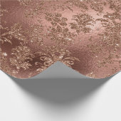 Mermaid  Floral Rose Gold Pink Princess Glitter Wrapping Paper (Corner)
