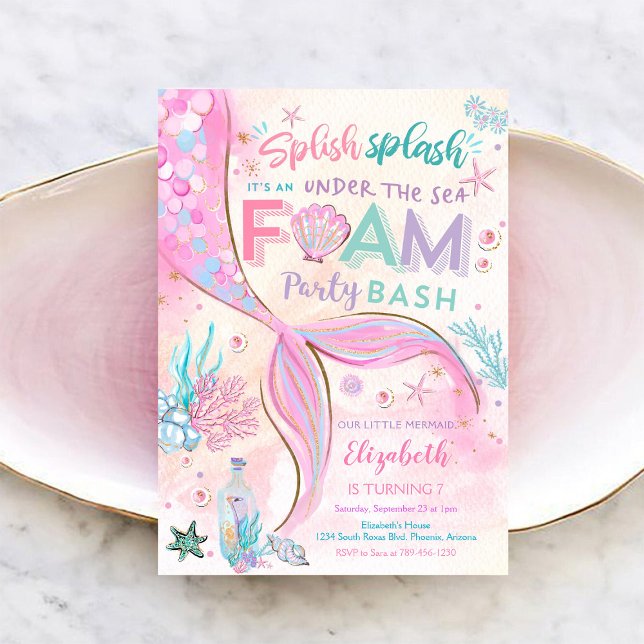 Mermaid Foam Party Birthday Invitation (Creator Uploaded)