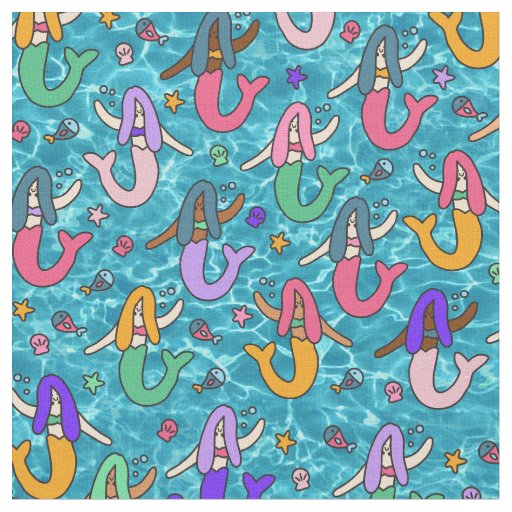 mermaid friends fabric