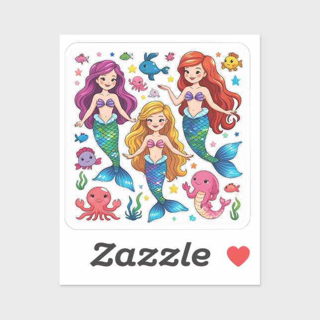 Mermaid Friends Personalized Fun set  Sticker (Sheet)