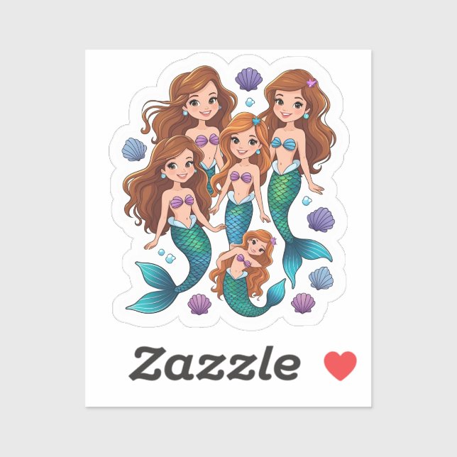 Mermaid Friends Personalized Fun set  Sticker (Sheet)