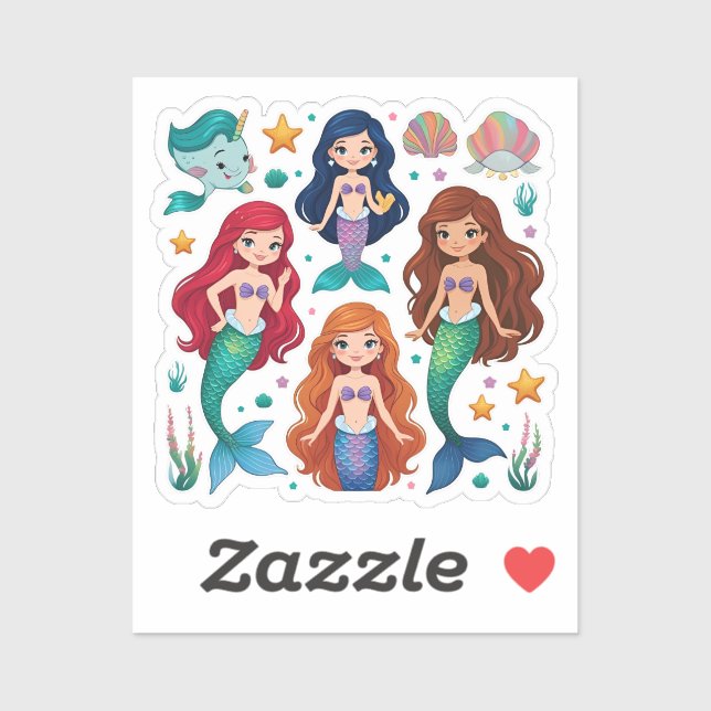 Mermaid Friends Personalized Fun set  Sticker (Sheet)