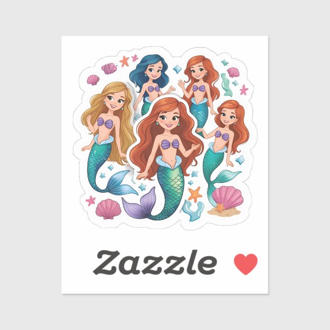 Mermaid Friends Personalized Fun set  Sticker (Sheet)