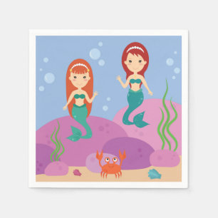 Mermaid friends swimming in the sea paper napkins