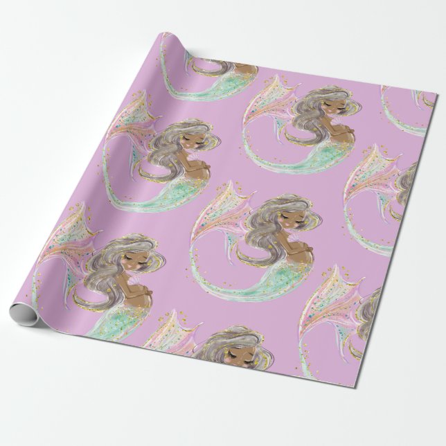 Mermaid Future Mom Baby Shower. Under The Sea. Wra Wrapping Paper (Unrolled)