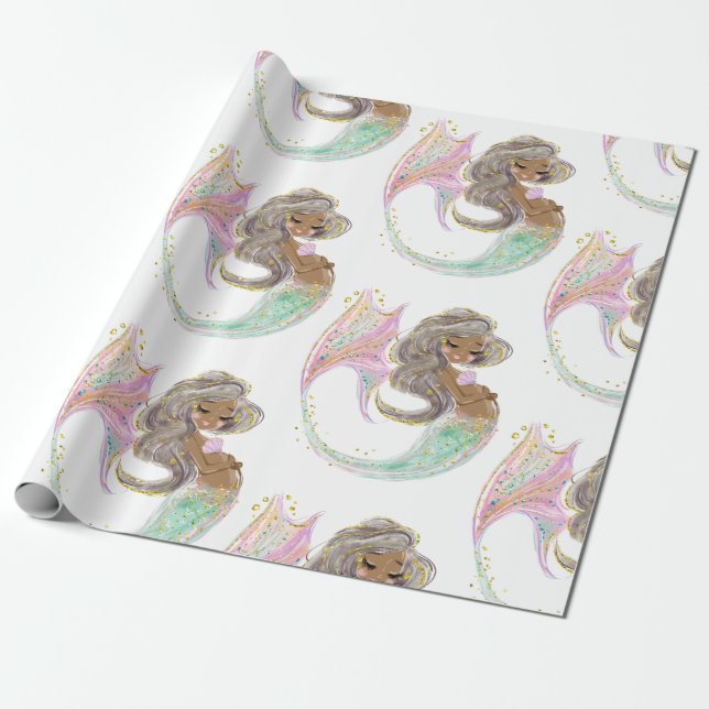 Mermaid Future Mom Baby Shower. Under The Sea. Wrapping Paper (Unrolled)