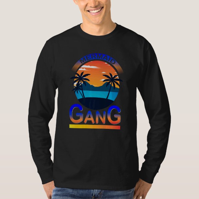 Mermaid Gang Fun Women Bachelorette Party Group Ho T-Shirt (Front)