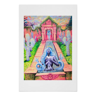 Mermaid garden by Nefertara art poster