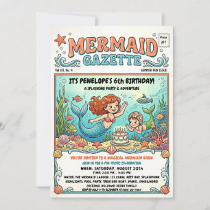 Mermaid Gazette Pool Party Invitation