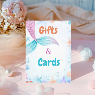 Mermaid Gift and Card Birthday Baby Shower Favor Pedestal Sign