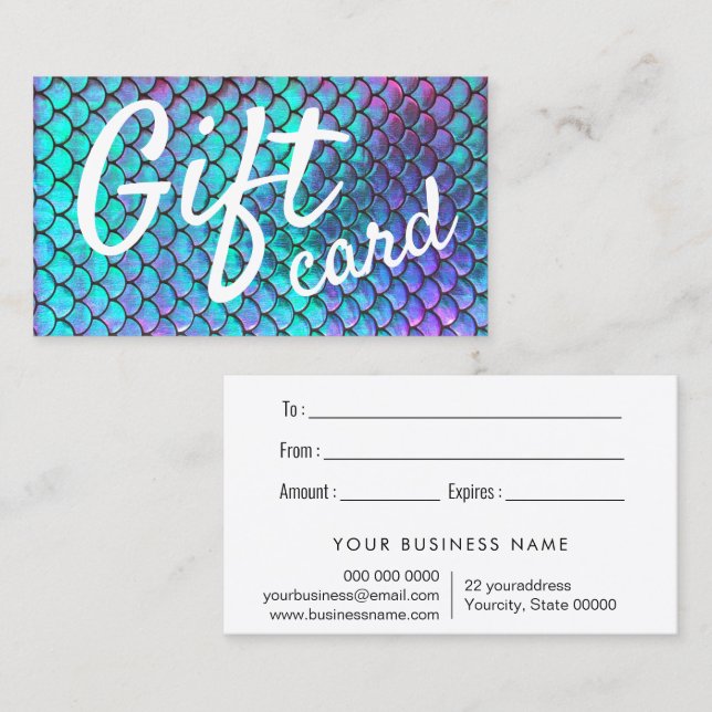 mermaid gift certificate card (Front/Back)