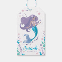 Mermaid Gift Tag Birthday Party Girl Favor Treats