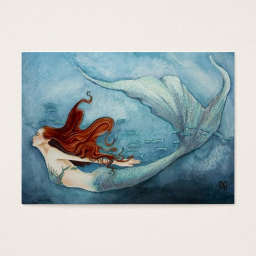 Customizable Mermaid Gift Tag Red B3 Business Cards