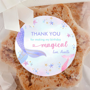 Mermaid Girl 1st Birthday Party Classic Round Sticker