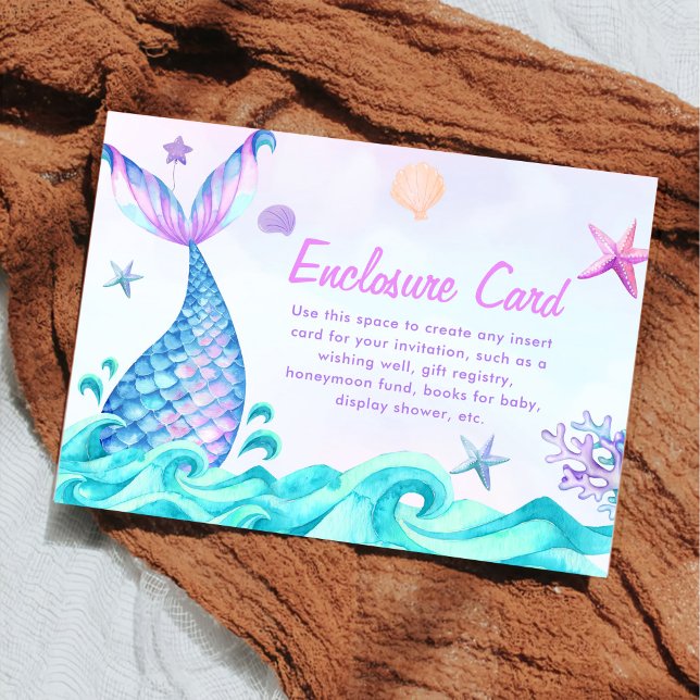 Mermaid Girl 1st Birthday Party Enclosure Card (Creator Uploaded)