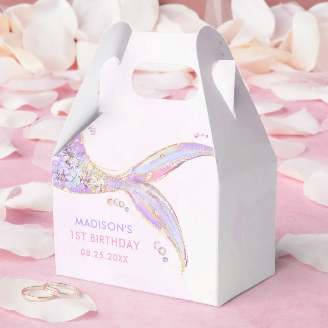 Mermaid Girl 1st Birthday Party Favor Boxes (Wedding)
