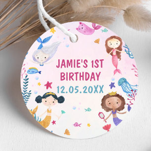 Mermaid Girl 1st Birthday Party  Favor Tags