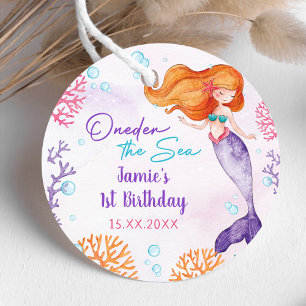 Mermaid Girl 1st Birthday Party Favor Tags