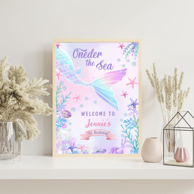 Mermaid Girl 1st Birthday Party Foam Board (Creator Uploaded)