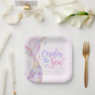 Mermaid Girl 1st Birthday Party Paper Plates