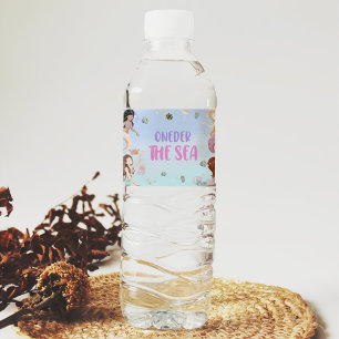 Mermaid Girl 1st Birthday Party Water Bottle Label