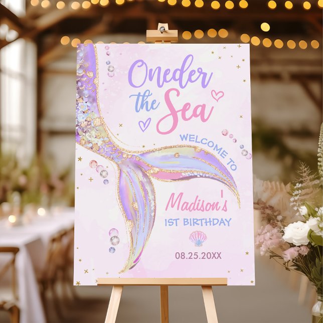 Mermaid Girl 1st Birthday Party Welcome Sign (Creator Uploaded)