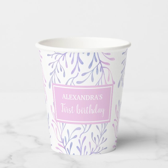 Mermaid Girl 1st Birthday Under The Sea Party Paper Cups (Front)